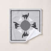 Carrousel noir et blanc de chat sur l'arrière - (Gant de toilette)