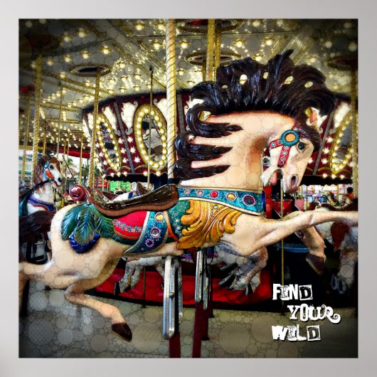 Carrousel Paard Sparkly Lights Vind je wild Poster (Voorkant)