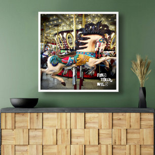 Carrousel Paard Sparkly Lights Vind je wild Poster