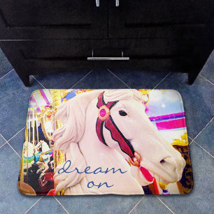 Carrousel Paardenfotografie Droom op Script Quote Badmat