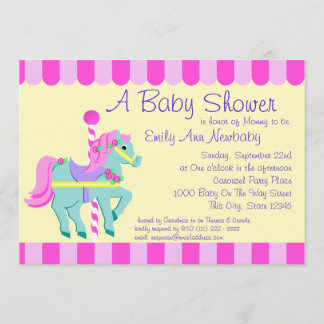 Carrousel Pony-Baby shower Kaart