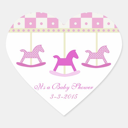 Carrousel rose et jaune : Stickers Baby shower (Devant)