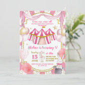 Carrousel rose et or Invitation d'anniversaire (Debout devant)