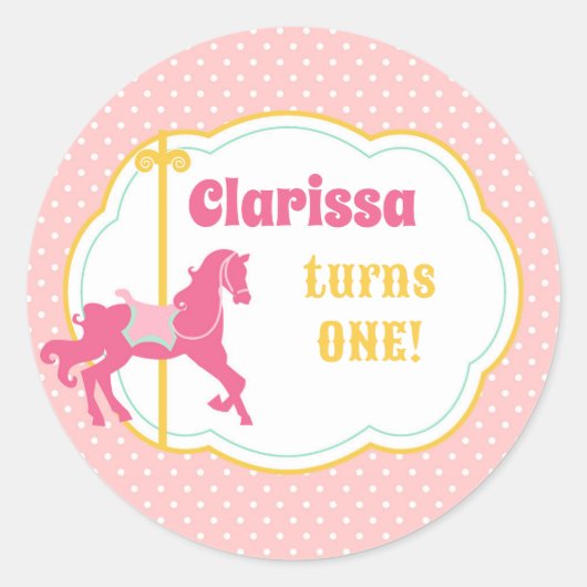 Carrousel Stickers - Roze Gouden Munt Schattigee P (Voorkant)