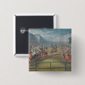 Carrousel van Amazons in 1682 Vierkante Button 5,1 Cm (Voorkant /achterkant)