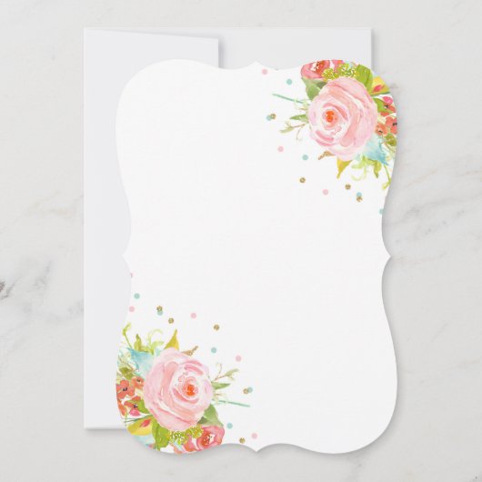 Carrousel Verjaardag Uitnodiging Bloemen Roze Munt (Achterkant)