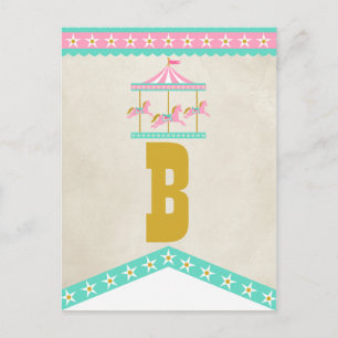 Carrousel verjaardagsfeestje Pennant Bunting Briefkaart