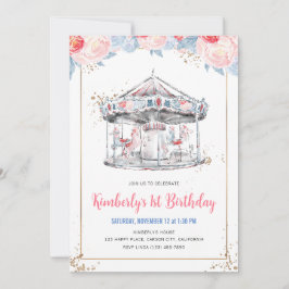 Carrousel Wonderland roze verjaardag Kaart