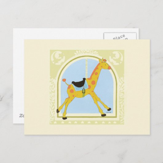 CarrouselGiraffe van June Erica Vess Briefkaart (Voorkant / Achterkant)