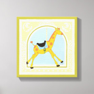 CarrouselGiraffe van June Erica Vess Canvas Afdruk