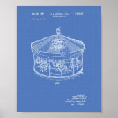 Carrouselmechanisme 1965 Patent Art Blueprint Poster (Voorkant)
