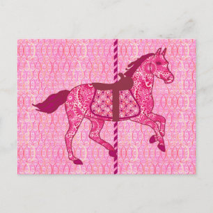 Carrouselpaard - Fuchsia Pink Briefkaart