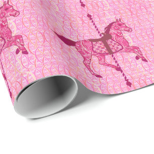 Carrouselpaard - Fuchsia Pink Cadeaupapier