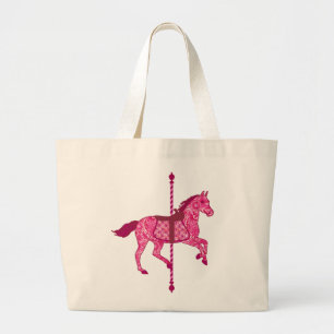 Carrouselpaard - Fuchsia Pink Grote Tote Bag