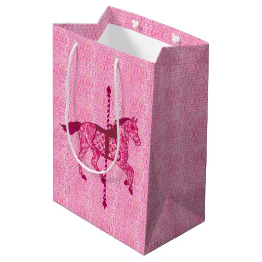 Carrouselpaard - Fuchsia Pink Medium Cadeauzakje (Achterkant Gekanteld)