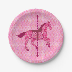 Carrouselpaard - Fuchsia Pink Papieren Bordje