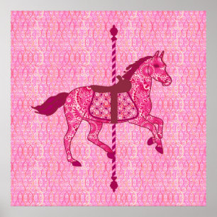 Carrouselpaard - Fuchsia Pink Poster