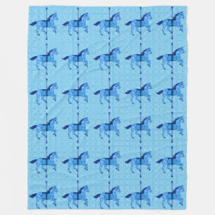 Carrouselpaard - Kobalt en Hemelblauw Fleece Deken
