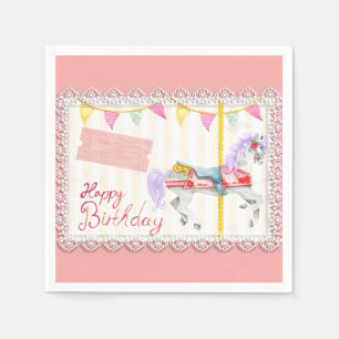Carrouselpaard (roze) Birthday Servet