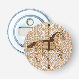 Carrouselpaarden - Chocolate Brown en Tan Button Flesopener