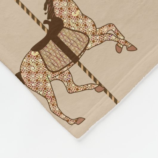 Carrouselpaarden - Chocolate Brown en Tan Fleece Deken (Hoek)