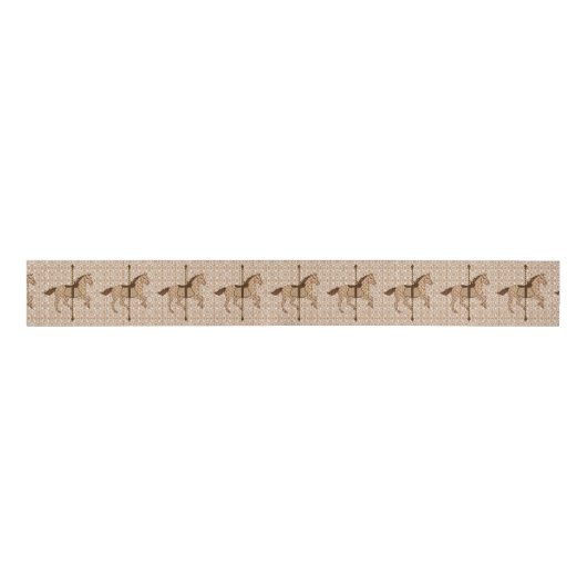 Carrouselpaarden - Chocolate Brown en Tan Grosgrain Lint (Voorkant)