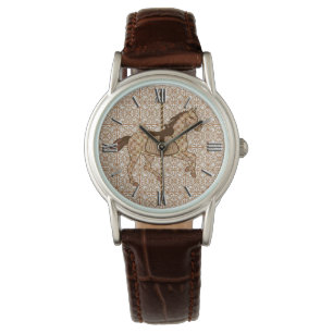 Carrouselpaarden - Chocolate Brown en Tan Horloge