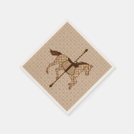 Carrouselpaarden - Chocolate Brown en Tan Servetten (Hoek)