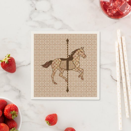 Carrouselpaarden - Chocolate Brown en Tan Servetten (Insitu)