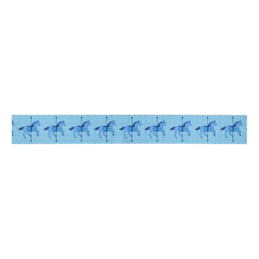 Carrouselpaarden - Cobalt en Sky Blue Grosgrain Lint (Voorkant)