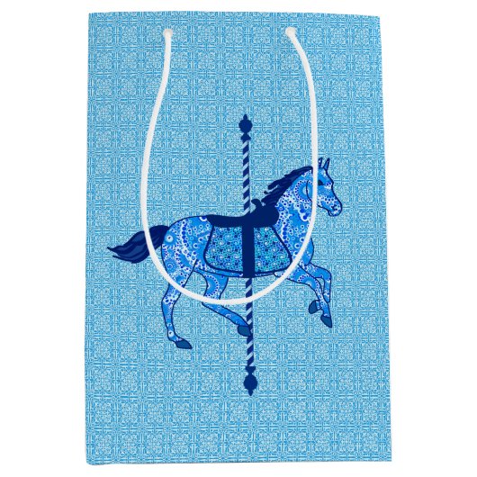 Carrouselpaarden - Cobalt en Sky Blue Medium Cadeauzakje (Voorkant)