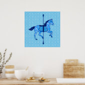 Carrouselpaarden - Cobalt en Sky Blue Poster (Keuken)