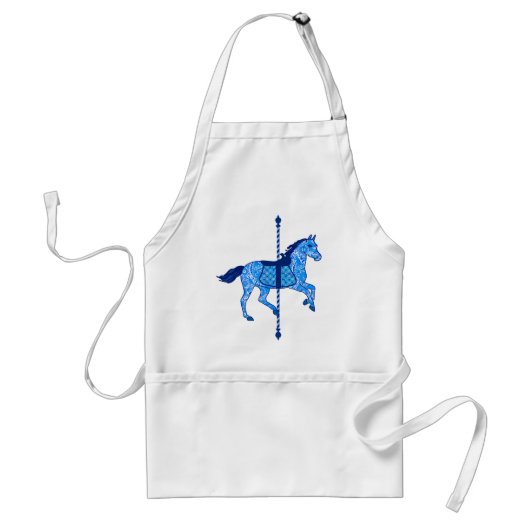 Carrouselpaarden - Cobalt en Sky Blue Standaard Schort (Voorkant)