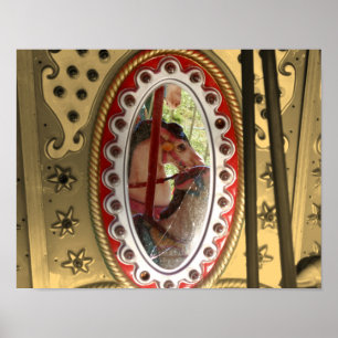 Carrouselpaarden in Mirror Sepia Partial Color Poster
