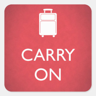 CARRY ON- Bagage - Grappig Rood Vierkante Sticker