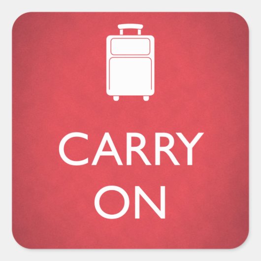 CARRY ON- Bagage - Grappig Rood Vierkante Sticker (Voorkant)