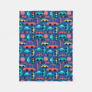 Cars Pattern op Blue Fleece Deken