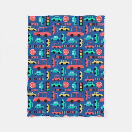 Cars Pattern op Blue Fleece Deken (Voorkant)