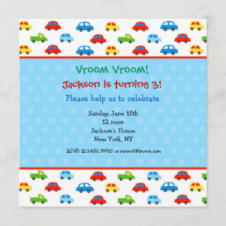 Cars Trucks Birthday Party nodigt Kinder jongen ui Kaart