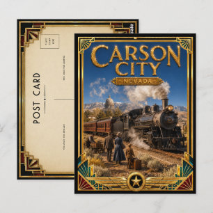 Carson City Nevada Vintage Art Deco Gouden Tijdper Briefkaart