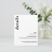 Carson Modern Wedding Details Kaart (Staand voorkant)