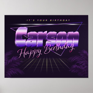 Carson Nom Prénom lilas Affiche rétro Anniversaire