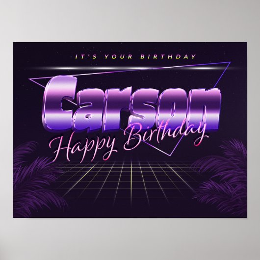 Carson Nom Vorname lila retro Poster Geburtstag (Devant)