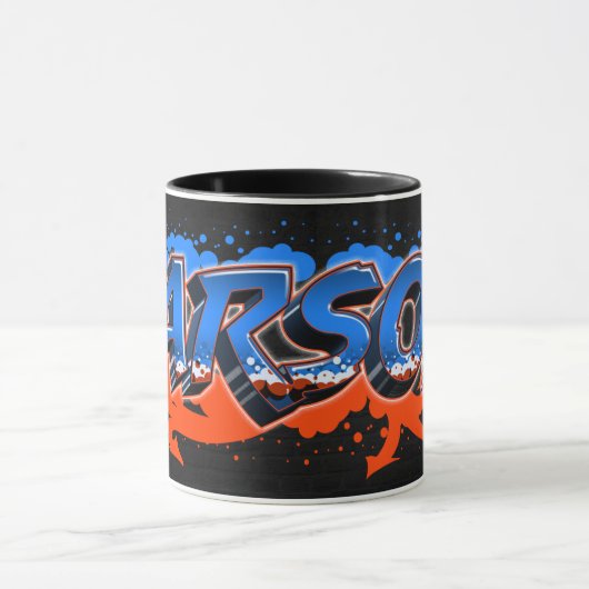 Carson prénom Graffiti blue Tasse orange (Centre)