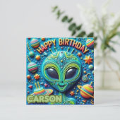 CARSON ~ Verjaardag Kaart ~ Alien ~ (Staand voorkant)