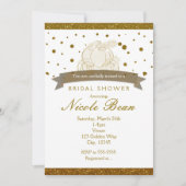 Cart de Cendrillon paillettes dorées Invitations (Devant)