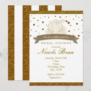 Cart de Cendrillon paillettes dorées Invitations