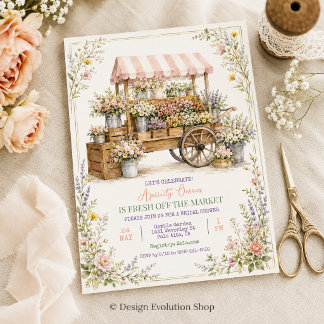 Cart de fleurs rustique Invitation de Baby Shower 