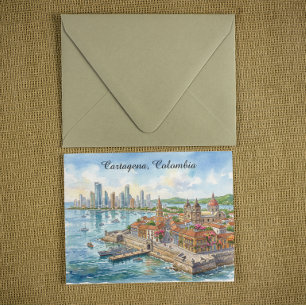 Cartagena Colombia Aquarel illustratie Briefkaart