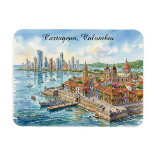 Cartagena Colombia Aquarelillustratie Magneet